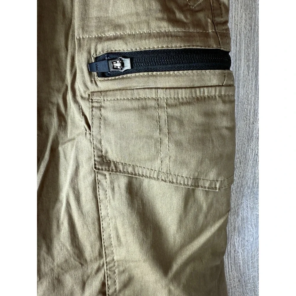 BC Clothing Mens Convertible Cargo Pants Khaki Tan Stretch Hiking Zip Off L x 30